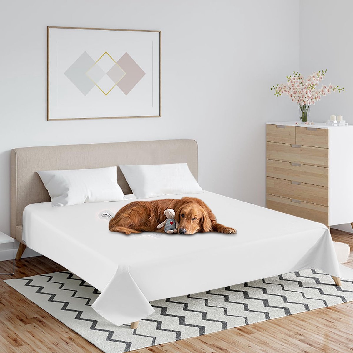 dagdeken, ademende bedlinnen, geborstelde microvezel+TPU dubbele bedsprei, krasbestendige wasbare beschermdeken, woondeken bescherming voor honden, katten, kinderen (wit, 200 x 230 cm)