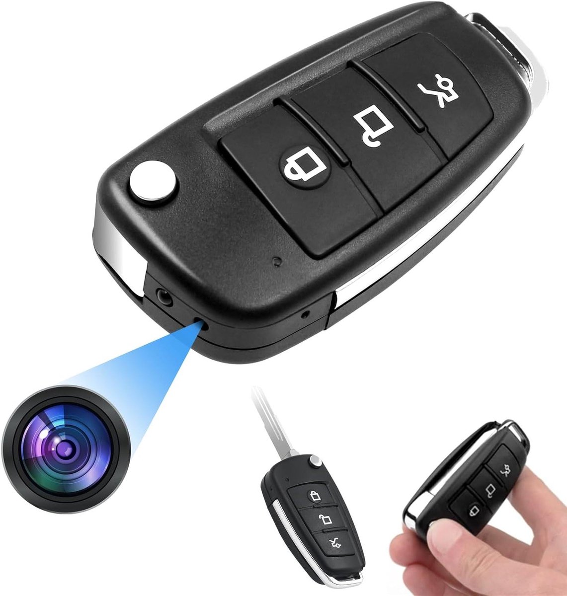 Spioncamera Autosleutel - Verborgen Camera - Beveiliging Thuis - Met Nachtzicht - 7 x 3 x 2 cm - Zwart