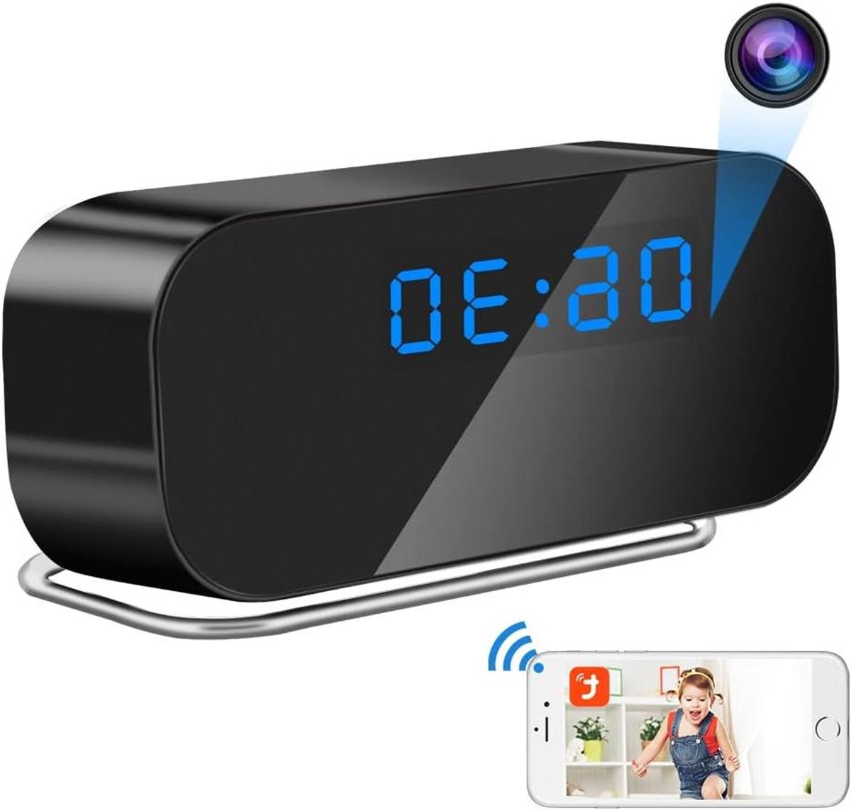 Verborgen Camera Klok - Spy Camera Nachtzicht Camera - Huis Beveiligen - Dual Band WiFi - 120 Graden Hoek - Zwart