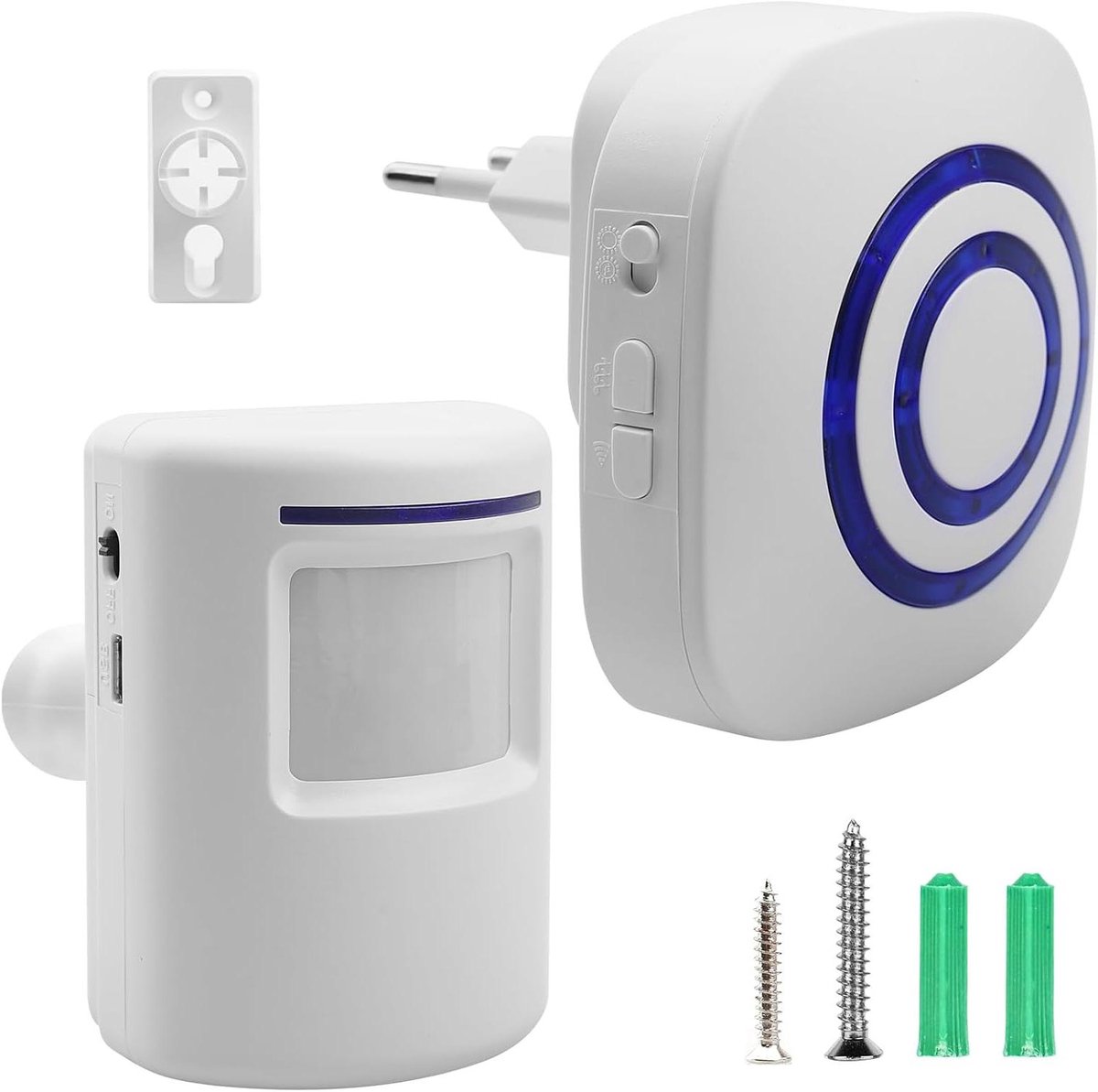 Draadloos Doorgangsalarm - Bewegingsmelder Alarm - Toegang Bewaken - Weerbestendige Sensor - 70 Meter Bereik - Wit