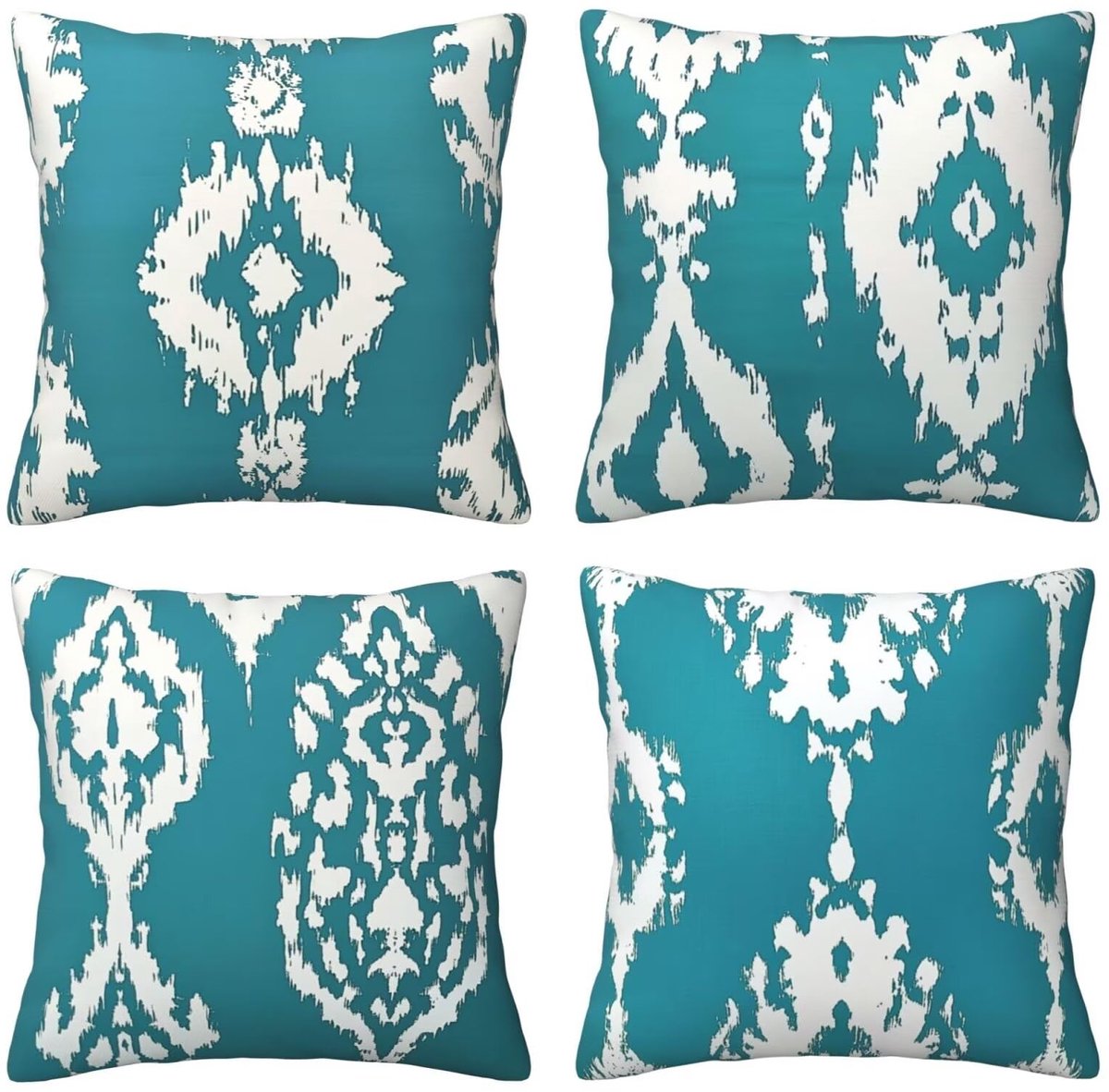 Kussenslopen van 65 x 65 cm, set van 4 stuks, zachte fluwelen kussenslopen met onzichtbare rits, voor slaapbank, thuis, terrasdecoratie, groene en witte print, set van 4 kussenslopen U6983