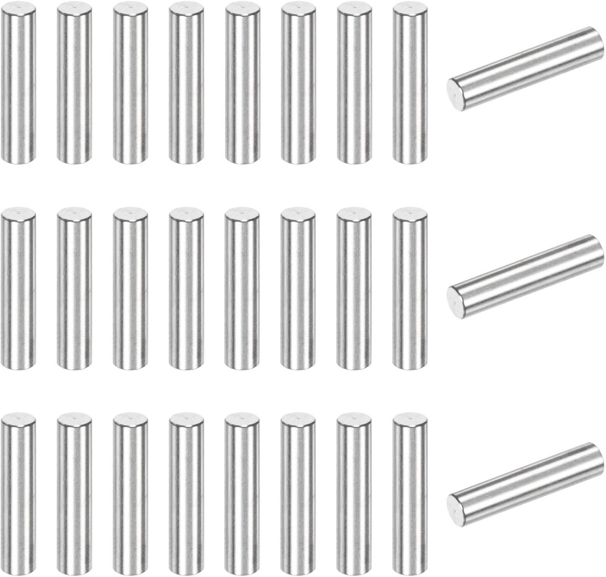 METERXITY Cilindrische pen, 50 stuks, 2,5 x 12 mm, 304 roestvrij staal, bevestigingselementen voor metalen apparaten/houtprojecten, steunpen voor cilindrische planken, zilver