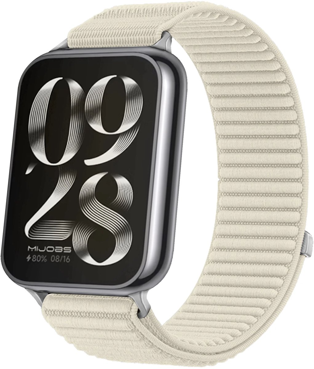 Strap-it Wave Nylon bandje geschikt voor Xiaomi Redmi Watch 6 / Redmi Watch 5 / Redmi Watch 4 / Xiaomi Smart Band 9 Pro / Xiaomi Smart Band 8 Pro - Sterrenlicht