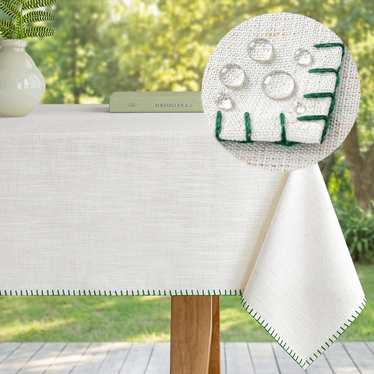 tafelkleed met linnenlook 140 x 195 cm Geel linnen tafelkleed Lente Wasbaar Waterafstotend met lotuseffect Rechthoekig tafelkleed voor tuin, balkon, eetkamer en woonkamer Stijlvol en elegant