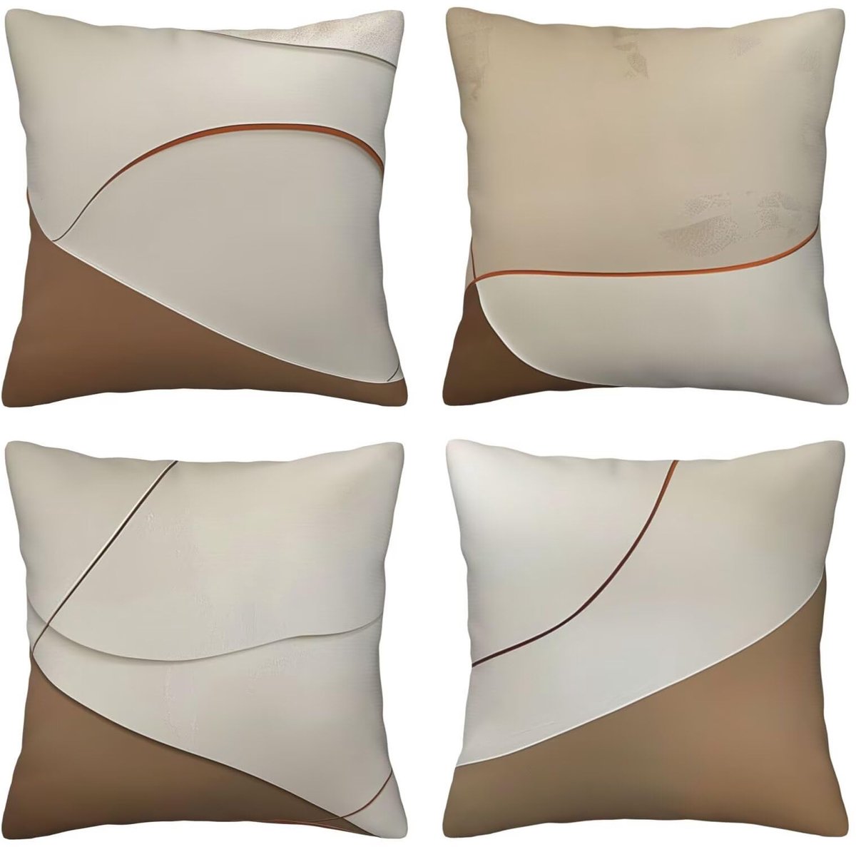 Kussenslopen van 65 x 65 cm, set van 4 stuks, zachte fluwelen kussenslopen met onzichtbare rits, voor slaapbank, thuis, terrasdecoratie, bruin en grijs, set van 4 kussenslopen 26 x 26 inch U4727