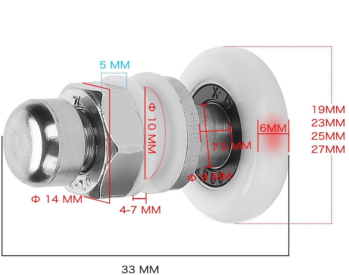 Katrollen Vervanging Voor Douchedeur 8 stuks 25 mm