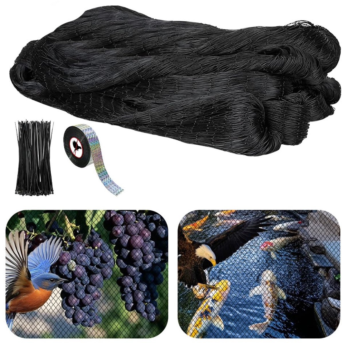 7,5 m x 15 m, vogelbeschermingsnet, fijnmazig, duivennet, balkon, plantennet voor kippenhokken, vijvernet, fruitboomnet ter bescherming van fruitbomen en groenten (maaswijdte 2,5