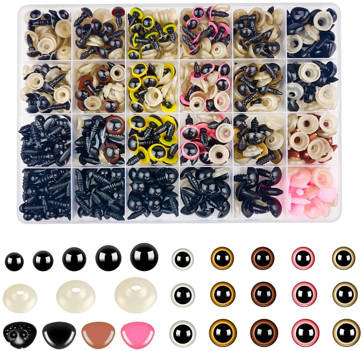 620 Stuks Veiligheidsogen En Neus, Veelkleurige Amigurumi Ogen Voor Handwerken 6-14mm, Knoopogen Voor Gehaakte Dieren Met Sluitringen Voor Haakpoppen