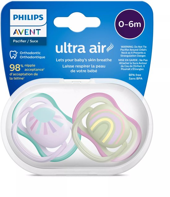 Philips Avent fopspenen Ultra Air - 0-6 maanden - Meisje - 2 stuks - Extra luchtgaten - BPA-vrij van Philips Avent — afbeelding 2