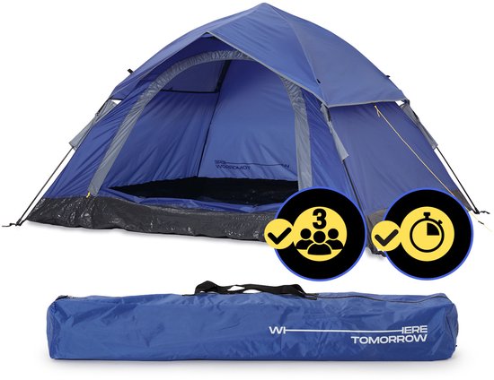 Where Tomorrow - Pop Up tent - werptent 3 personen - 210 x 190 x 110 cm - Verkrijgbaar in verschillende kleuren - Blauw