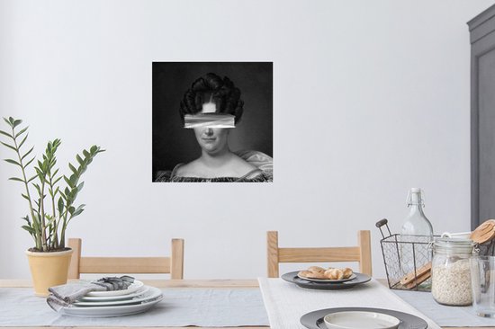 Muurstickers - Sticker Folie - Johanna Henriette Engelen - Alexandre Jean Dubois Drahonet - Zwart - Wit - 50x50 cm - Plakfolie - Muurstickers Kinderkamer - Zelfklevend Behang - Zelfklevend behangpapier - Stickerfolie