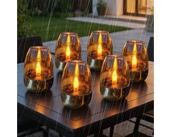 6 stuks led-kaarsen, elektrische theelichtjes op zonne-energ