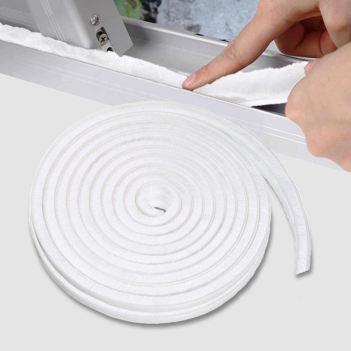 Tochtwering, 10 m (L) x 9 mm (B) x 5 mm (D) Borstel Tochtwering, Tochtwering, Tochtweringstrip Voor Voordeur, Tochtwering Voor Ramen, Wit