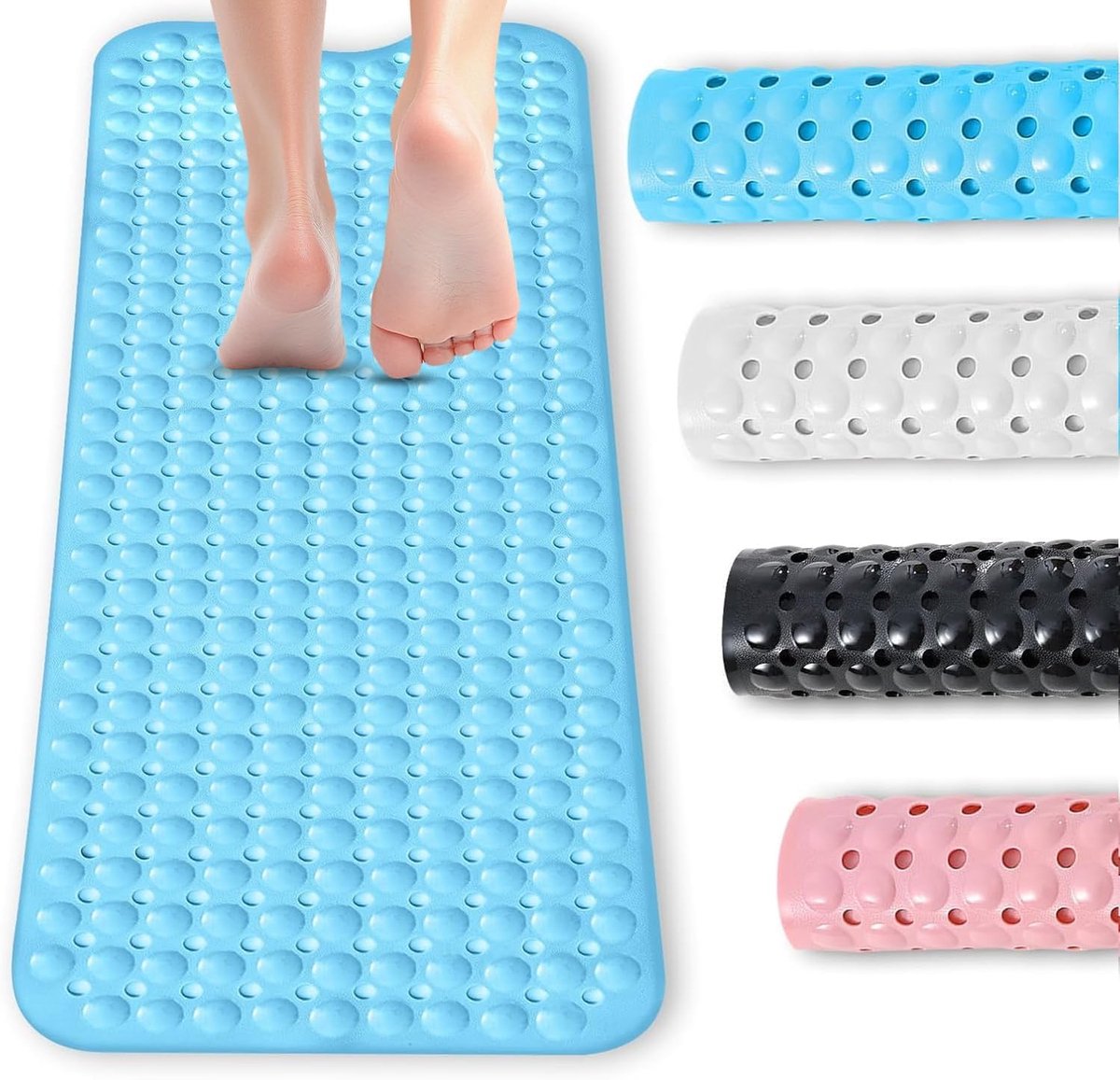 Badmat Met Anti-Schimmel Extra Lang 100 X 40 cm en Krachtige Zuigkwaliteit, Doorzichtige Machinewasbare Antislip Badmat voor Binnenbad, voor Badkuipen voor Ouderen En Kinderen