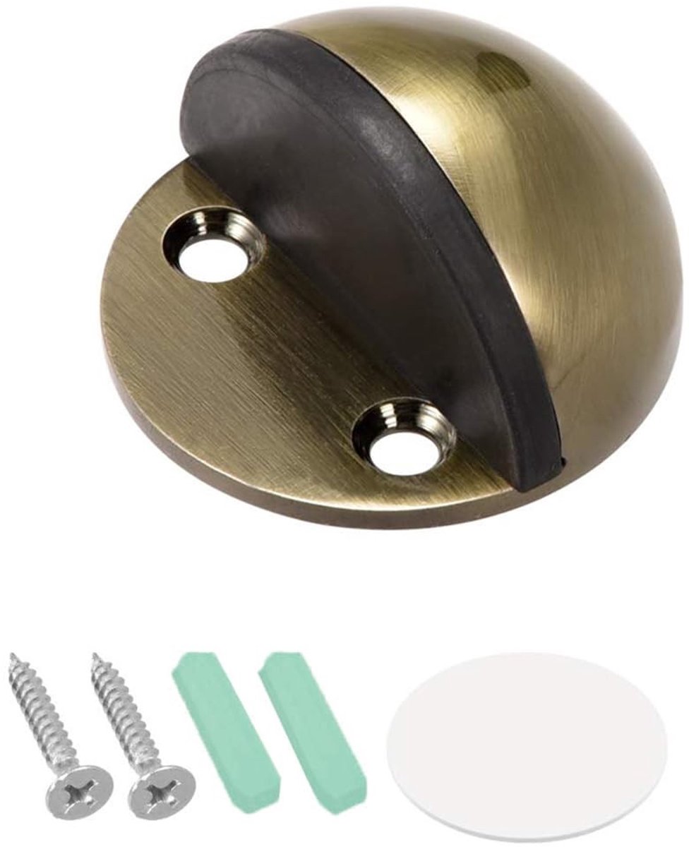 Dailygoods- Vloerdeurstopper Roestvrij Staal - Deurbuffer - Deurstoppers voor Binnen - Deurvastzetter - Zelfklevend - Rubber Bumper 24 mm Hoog - Deurstopper