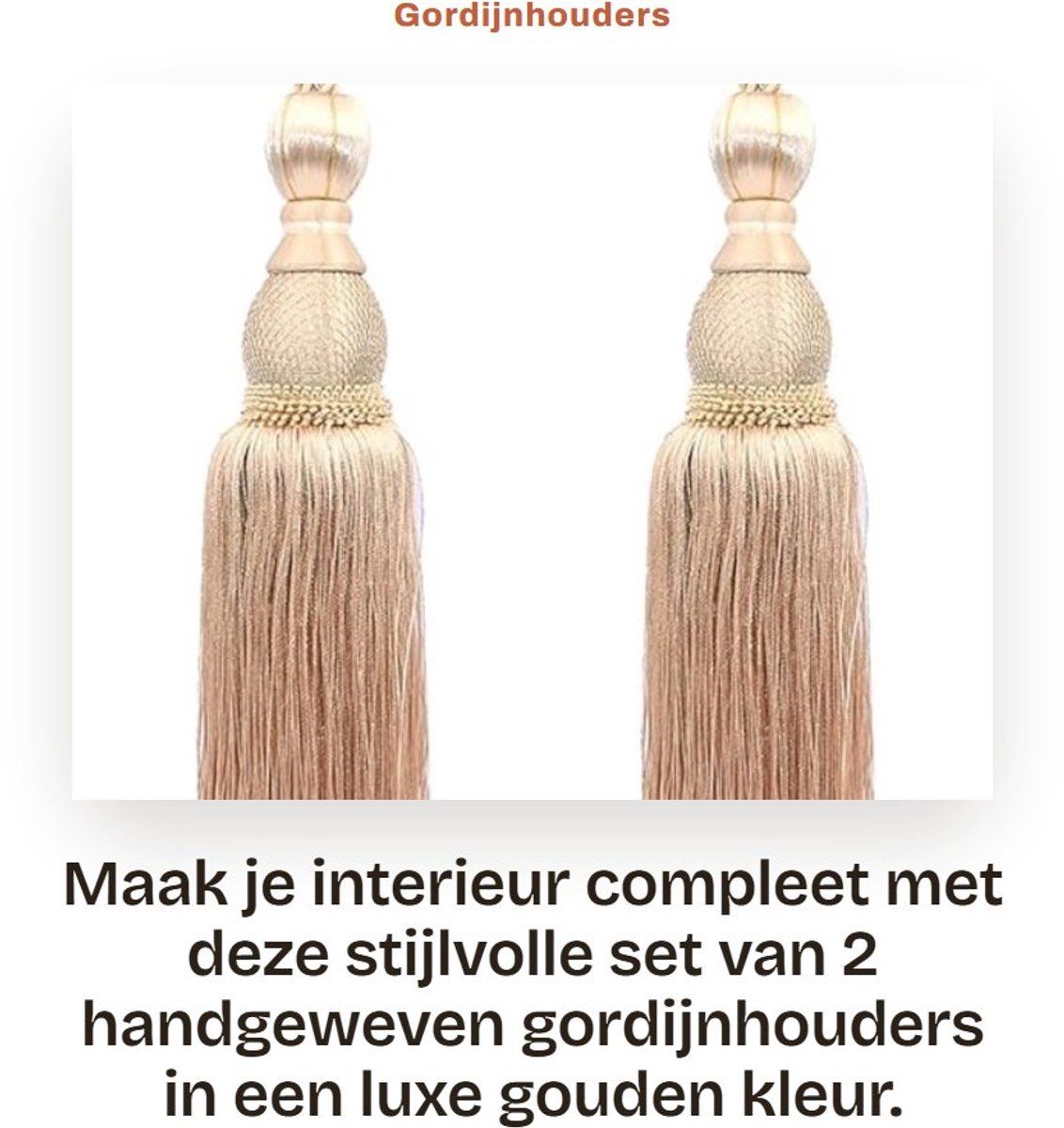 Dailygoods- Gordijnhouders Handgeweven - Decoratieve Accessoires - Gordijn Clips - Muurbevestiging - Eenvoudig te Gebruiken - Totale Lengte 77 cm - Gordijnclips
