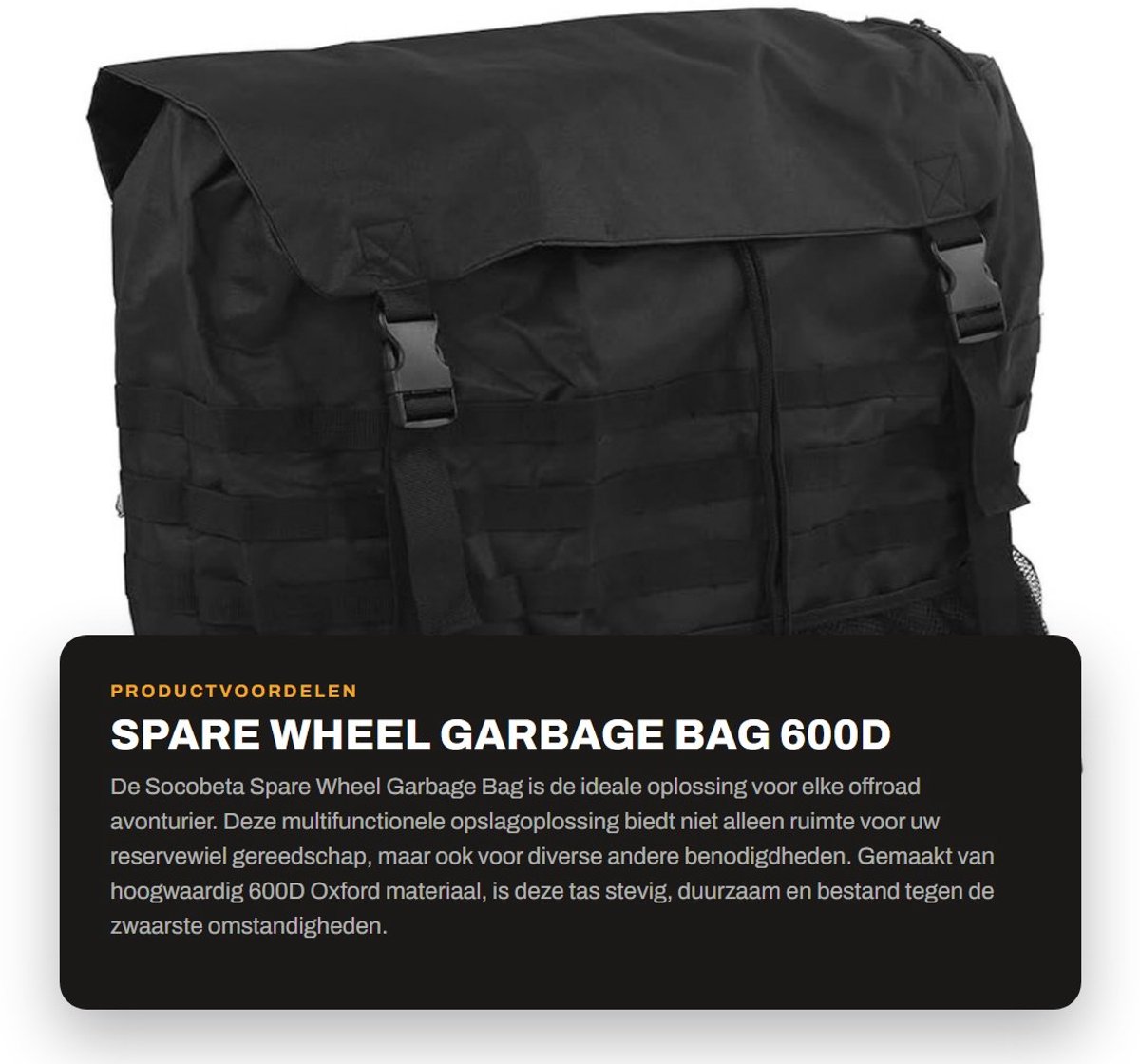 Dailygoods- Reservewiel Tas - Duurzaam Oxford Katoen - Verstelbare Gespen - Opbergtas voor Offroad Voertuigen - Multifunctionele Opslag - Geschikt voor Buitensport - Opbergzak