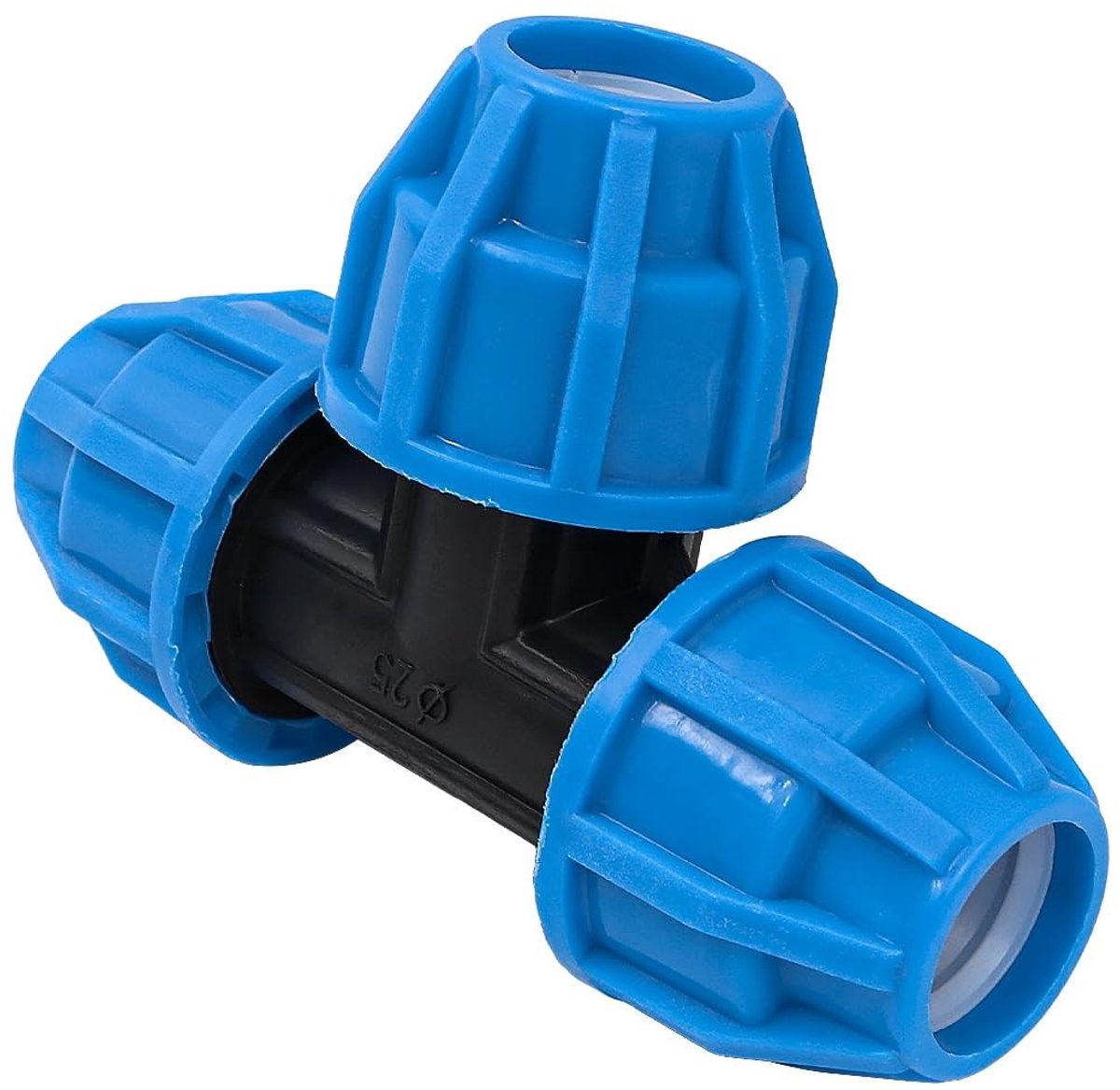 Dailygoods- Pijpfitting 25mm T-type - 4 Stuks - PE Koppeling - Waterdicht - Weerbestendig - Hoge druk tot 16 bar - Ideaal voor irrigatiesystemen - Buisconnector