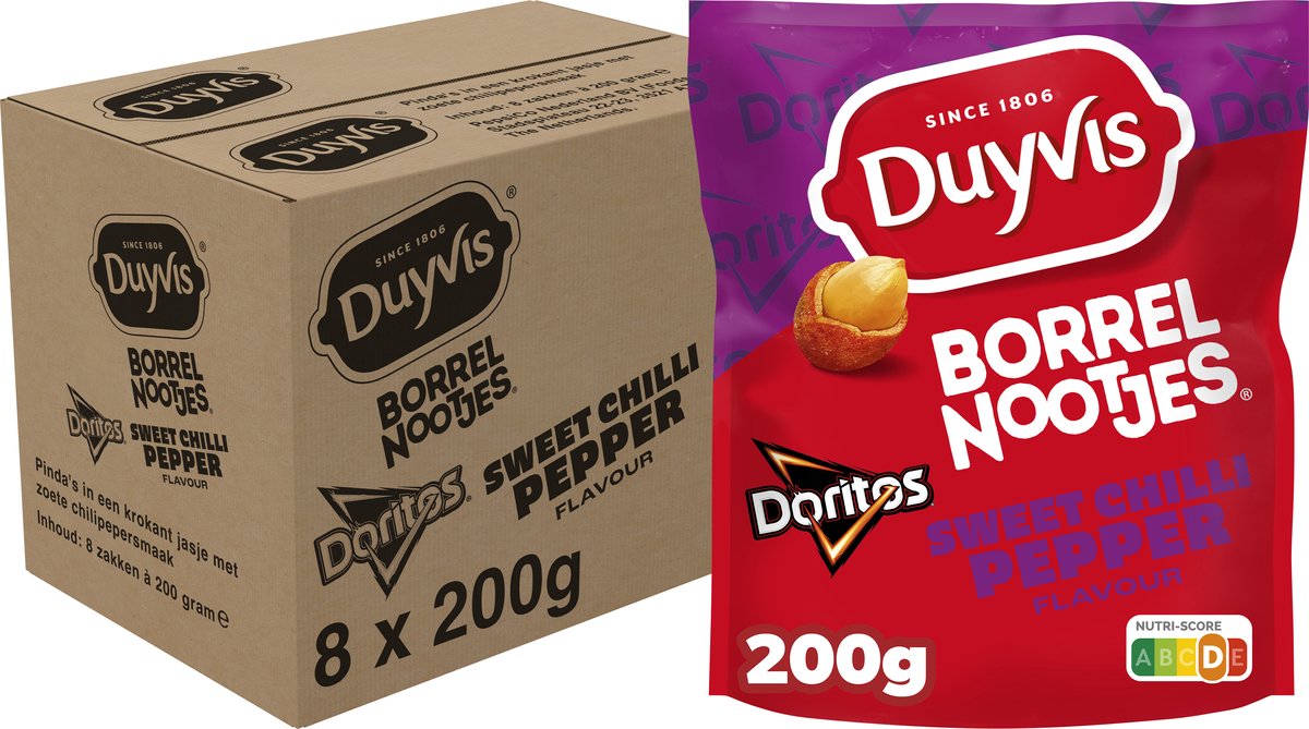 Duyvis Borrelnootjes Doritos Sweet Chilli - Pinda Noten - 8 x 200 gram