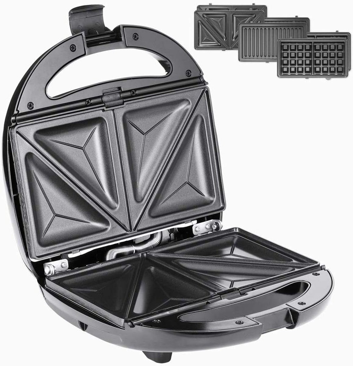 Contactgrill 3in1 XL - Tosti apparaat Wafelijzer - Snacks Bereiden - Antiaanbaklaag - 22 x 23 x 10 cm - Zwart