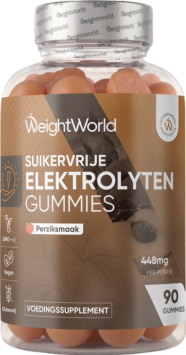 WeightWorld Elektrolyten gummies - 448 mg - Met natrium, chloride, magnesium, kalium en calcium - Gelatine- en suikervrij - Alternatief voor elektrolyten tabletten