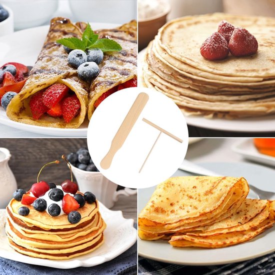 Pannenkoekenverdelers en Spatel Set 2 Stuks T Vormige Pannenkoeken,Pannenspatel Voor Deeg,Houten Spatel in T Vorm,Pannenkoekenspatel Van Hout,Gereedschap Voor Het Maken Van Crêpes — afbeelding 5