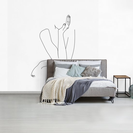 Behang - Fotobehang Line art - Vrouwen - Abstract - Handen - Breedte 280 cm x hoogte 280 cm