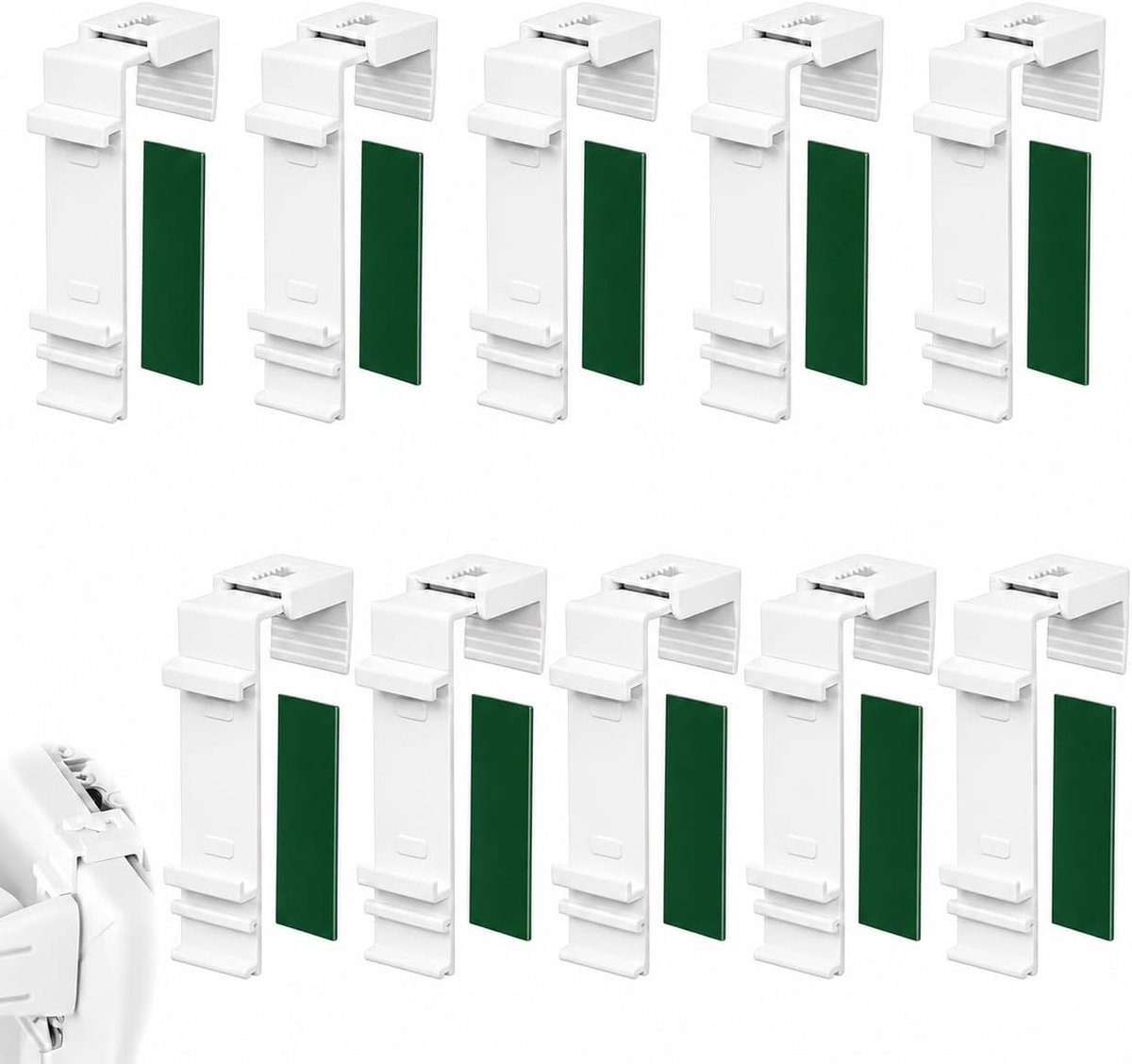 10 stuks klemhouders voor rolluiken, houder voor dubbel rolgordijn, zonder boren, gordijnhouder, raamklemmen voor pvc en balkondeur, accessoires, reserveonderdeel