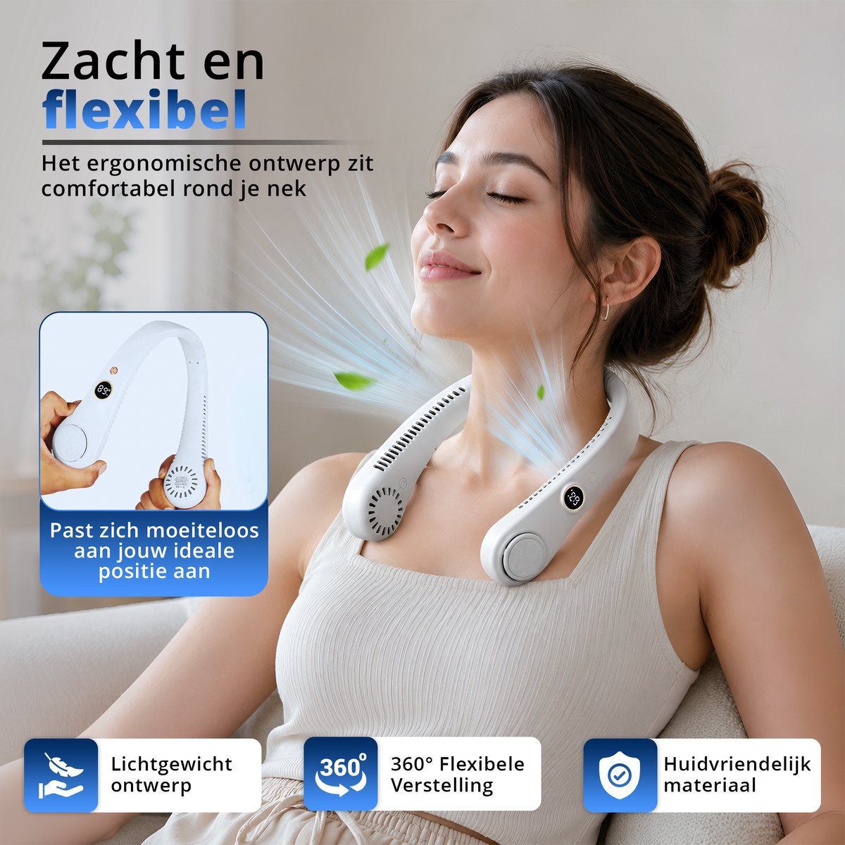 Draagbare Gezichtsventilator Nek Ventilator - Airco Gezichtsventilator & Handventilator - Portable Neck Fan — afbeelding 2