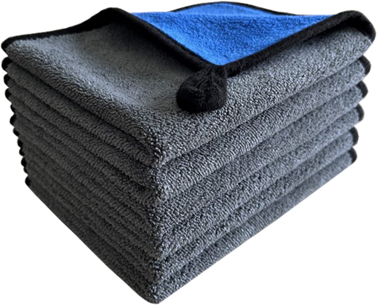 Microvezeldoeken, absorberende microvezel handdoek 550GSM polijstdoek zacht voor verf, pluisvrij voor het reinigen van auto motorfiets, 30 x 40 cm (blauw)