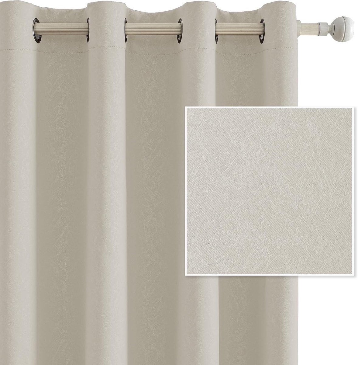 Set Van 2 Thermische Verduisterende Gordijnen, 140x225 CM, Warmte-Isolerende Gordijnen, Geschikt Voor Woonkamer Slaapkamer, Modern Design Met Oogjes, Beige