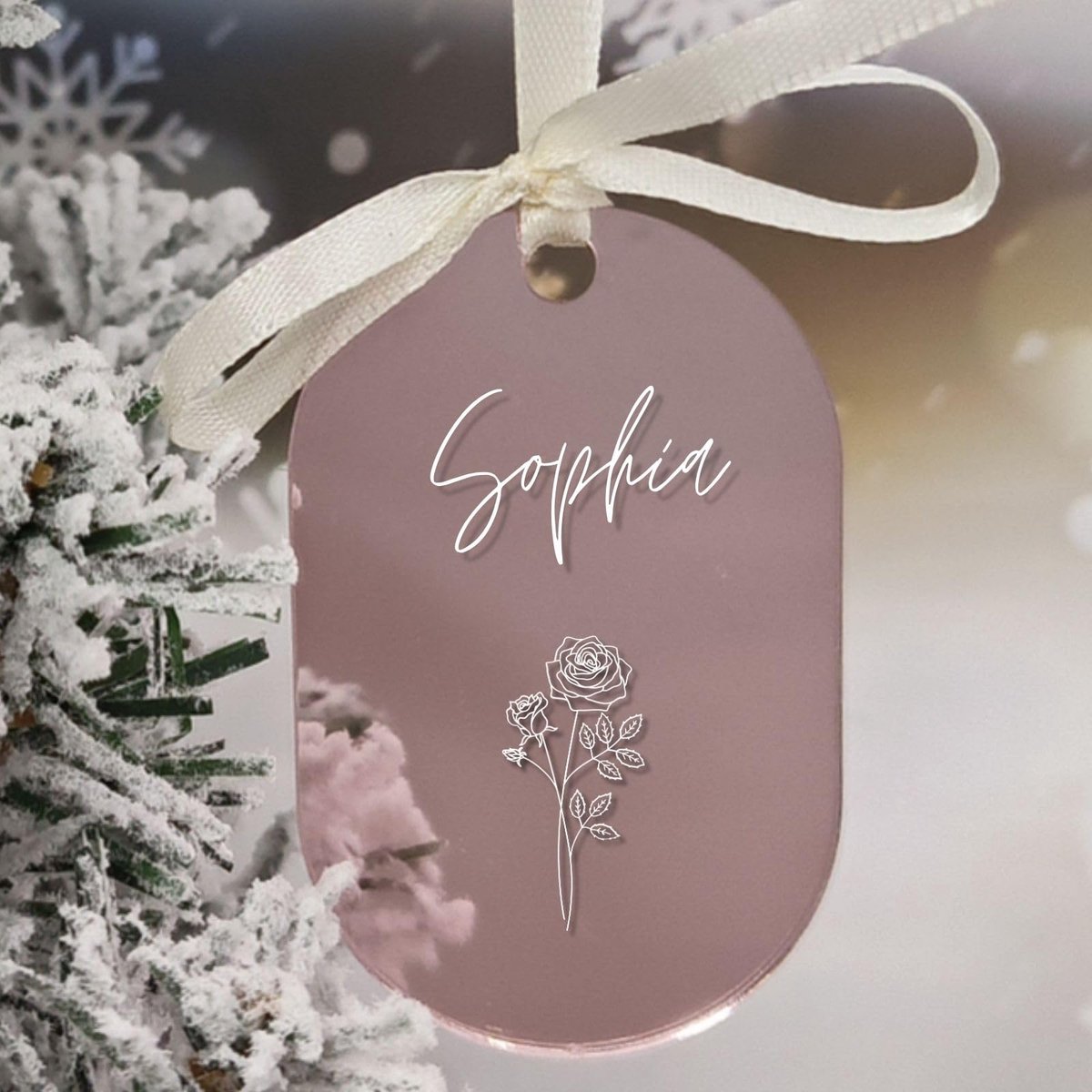 20 transparante ovale acrylversieringen met spiegel in roségoud op wit – transparante acryl ornamenten voor kerstdecoratie voor kunsthandwerk om te knutselen