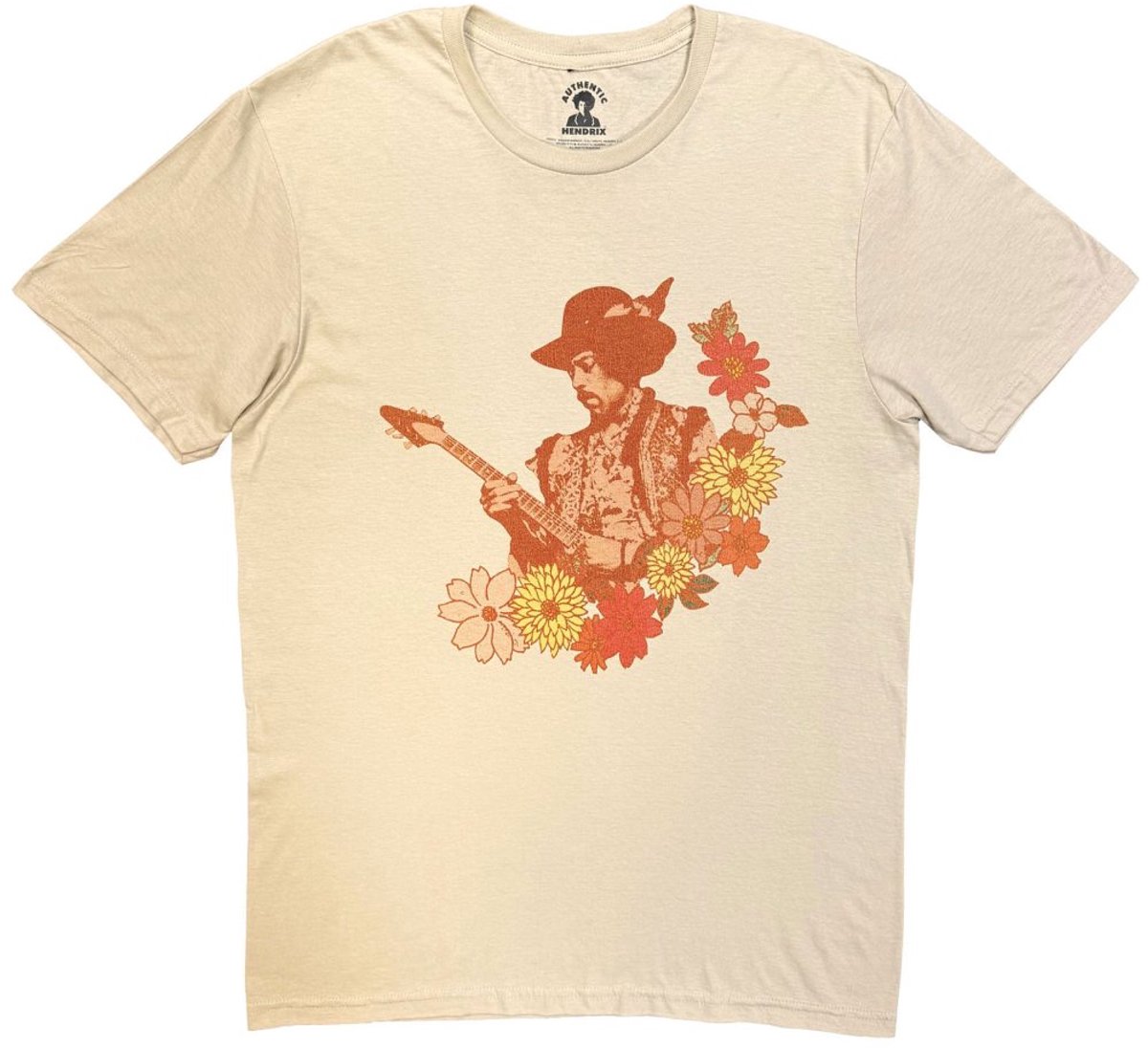 Jimi Hendrix - Spring Heren Tshirt - S - Creme