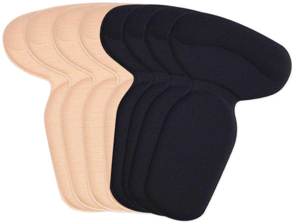 Hielkussens, 4 paar hielkussens, schoeninlegzolen, zelfklevende hielbescherming, comfortabel en antislip hielkussens voor heren en dames, zwart, beige