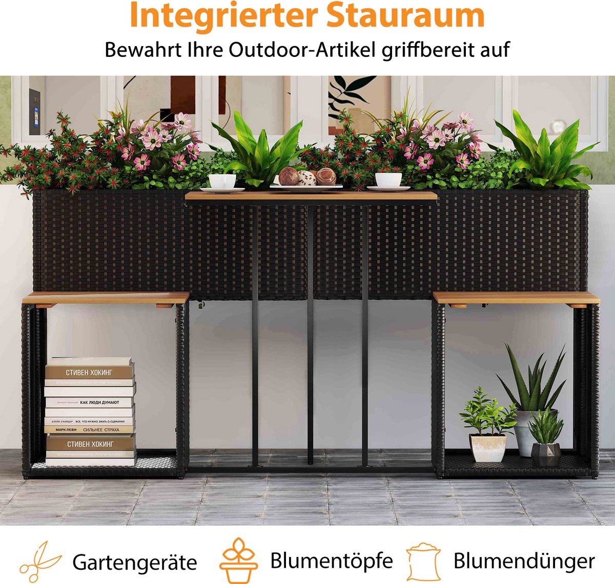 COSTWAY Tuinset met verhoogd plantenbed (Zwart) thumbnail 4