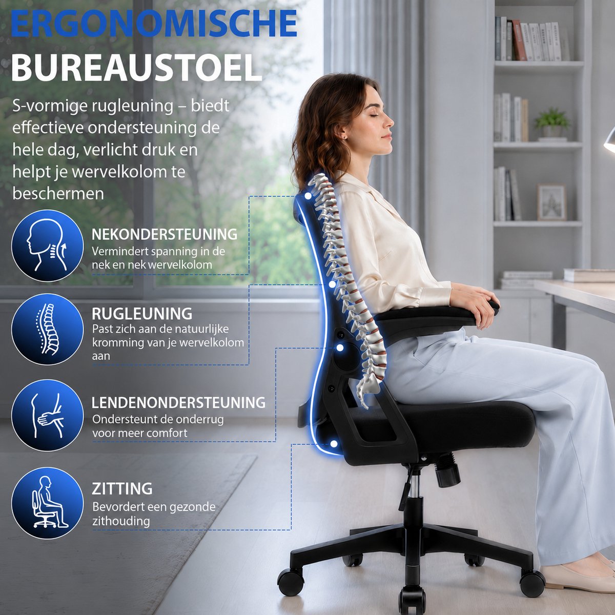Milacyee Bureaustoel - Ergonomische Bureaustoel - Office - afbeelding 3