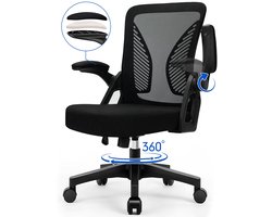 Milacyee Bureaustoel - Ergonomische Bureaustoel - Office Chair - Bureaustoelen voor Volwassenen - Computerstoel met Mesh Rugleuning & Lendensteun - 90° Opklapbare Armleuningen - Stille Wieltjes - Tot 130 kg, Zwart - Geschikt voor Thuiswerk en Kantoor