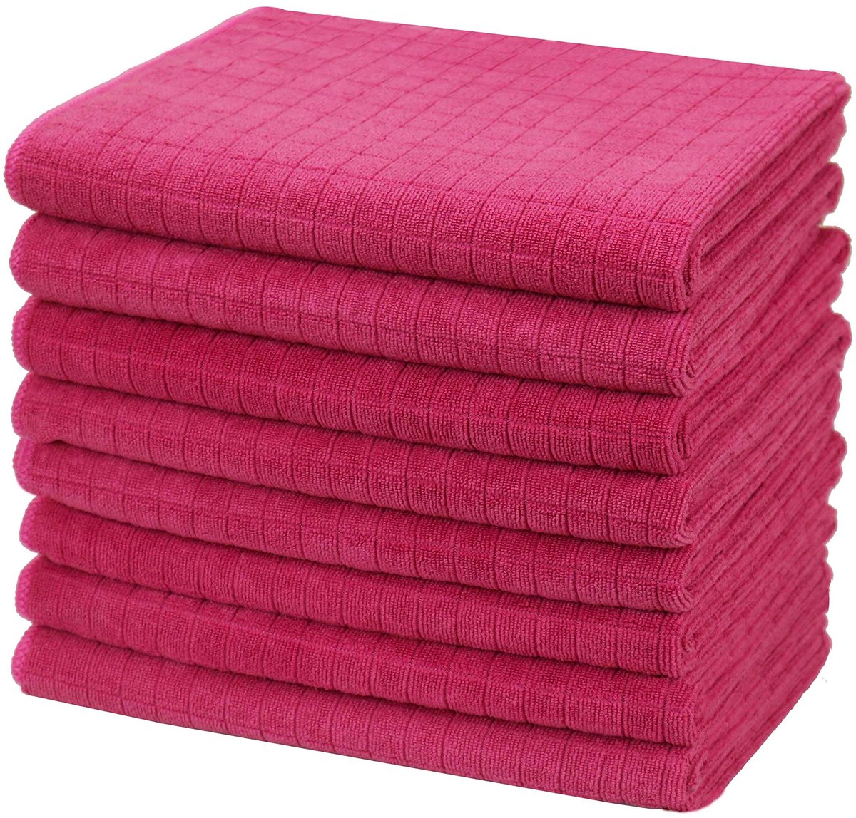 Set van 8 microvezel theedoeken, zacht, super absorberend en pluisvrije keukendoeken, 45 x 65 cm (roze)