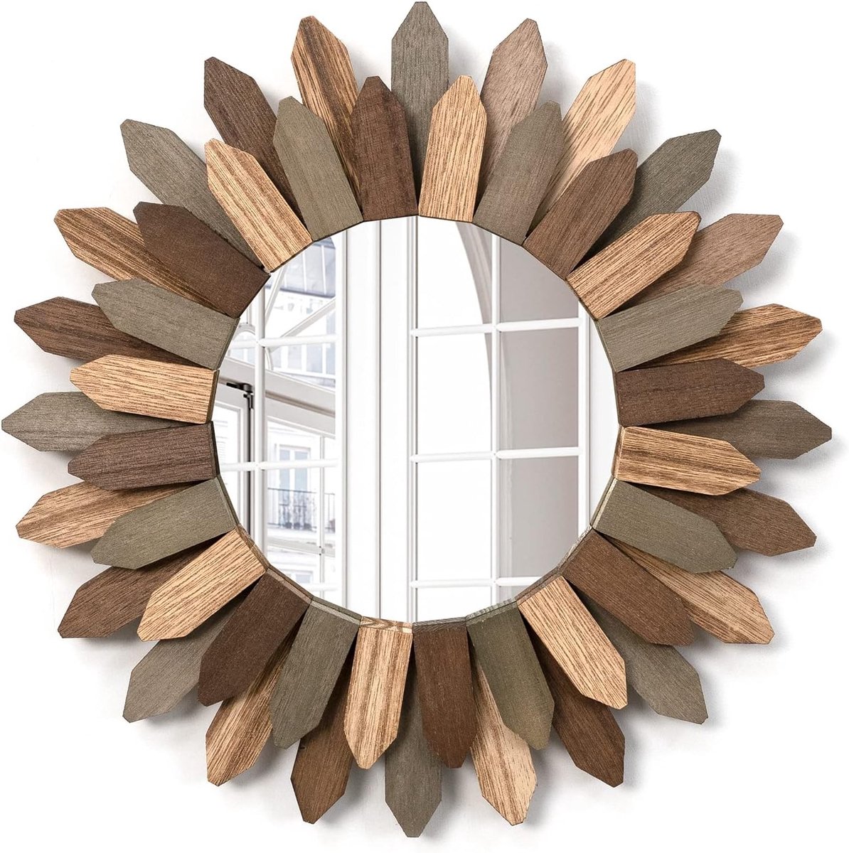 Rustieke Wandspiegel van 30 cm in Zonnige Boho-Stijl voor Slaapkamer, Woonkamer en Entree Decoratie