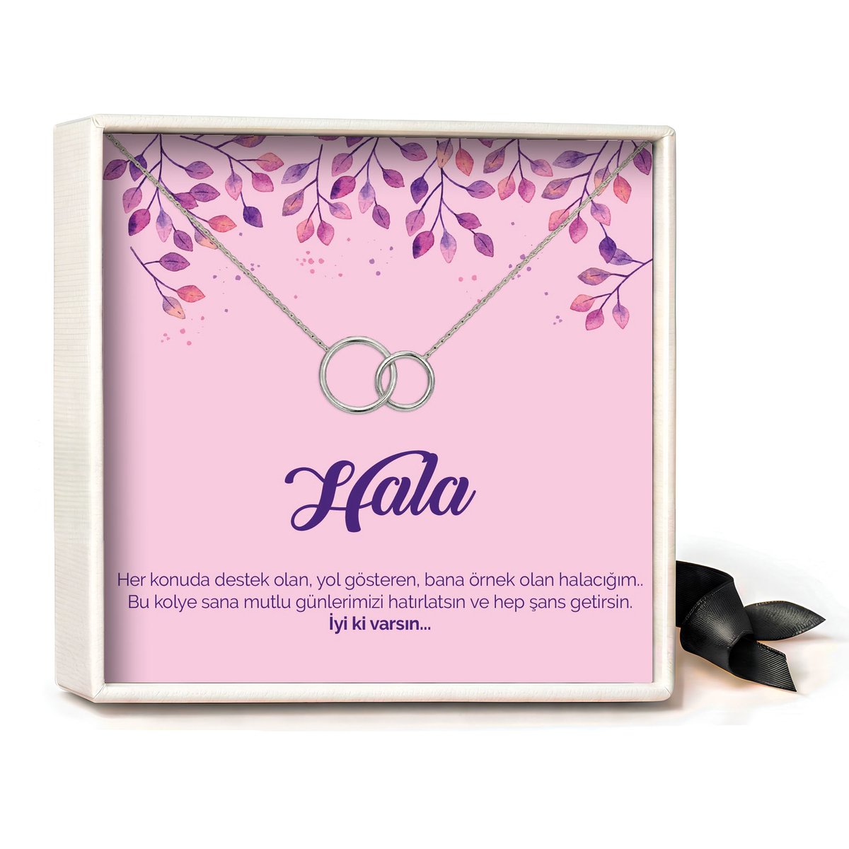 Pera Jewelry - 925 sterling zilveren Twee Ringen Ketting - Çift Halka Kolye – Hala - Collier - Ketting Dames - Ketting met Hanger