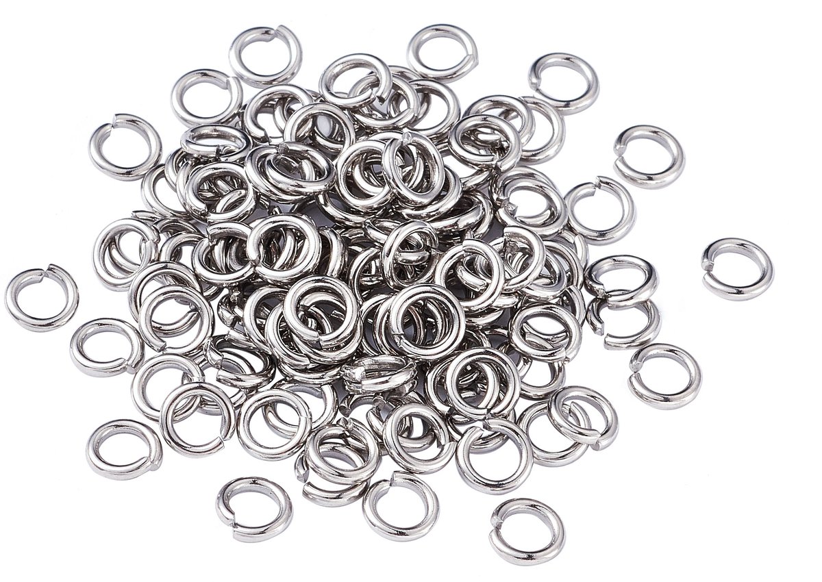 2000 stuks roestvrijstalen open springringen, 4 mm ronde, 0,8 mm dikke, kleine springringen voor sieraden maken