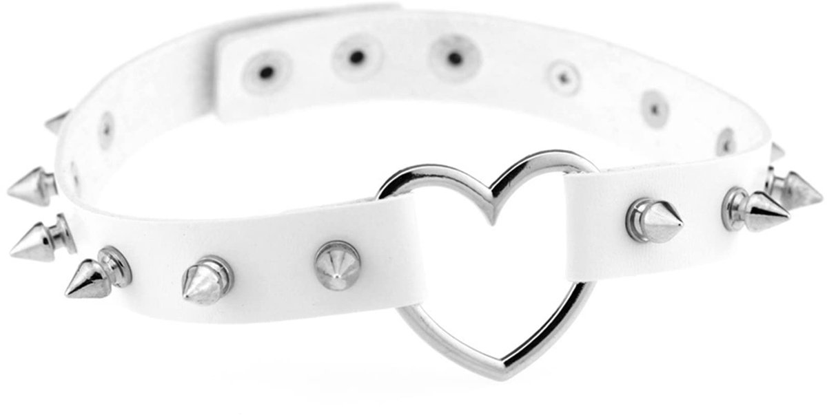 JewelryWe Sieraden, punk, hart, choker, halsketting, gothic, leer, halsketting, halsketting, zwart, dames