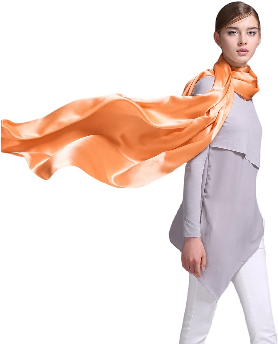 dames avondkleding lange zijden sjaal effen kleur