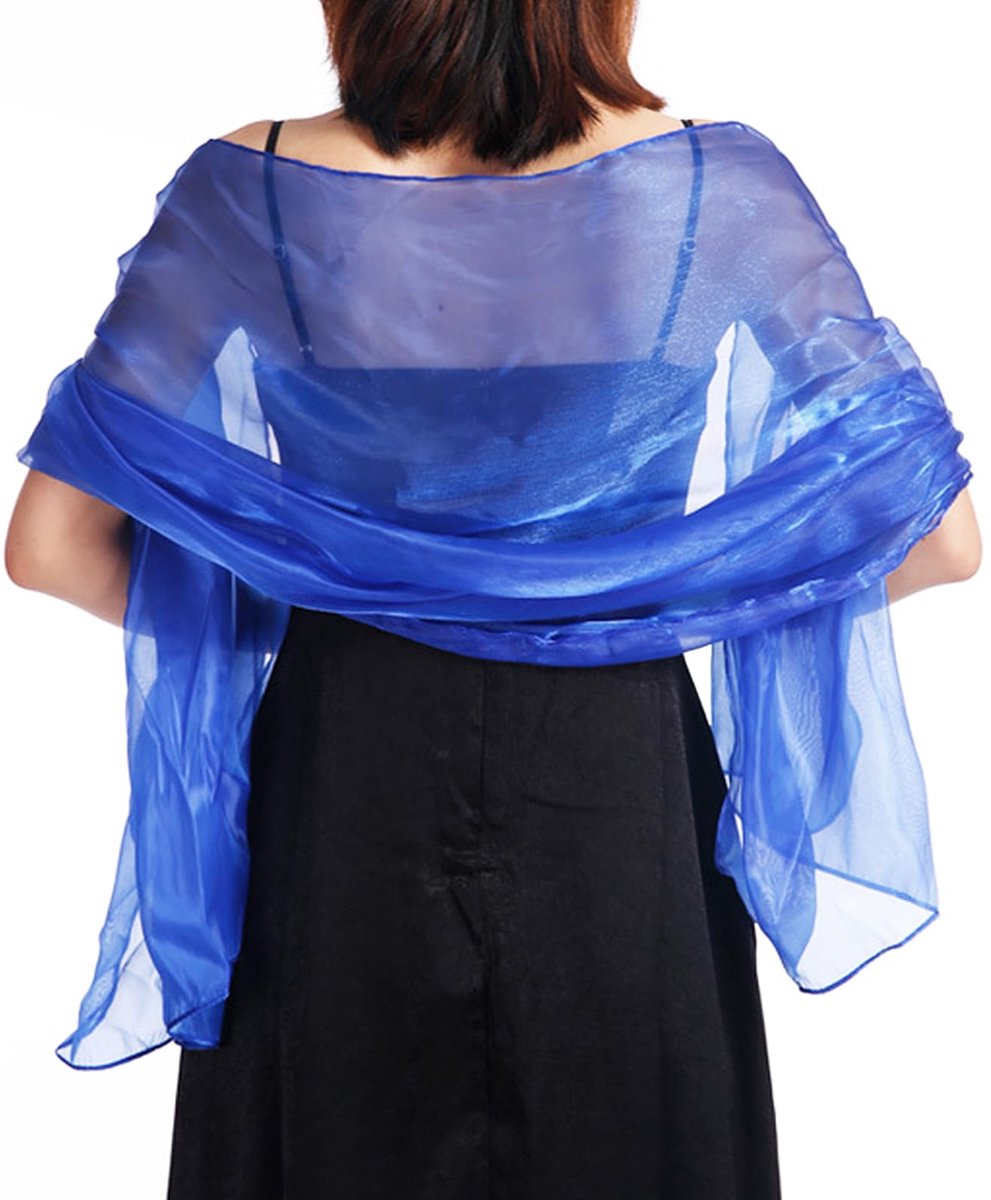Chiffon Lange Sjaal, Zomersjaal voor Dames, voor Avondfeesten, Dagelijkse Kleding (Marine)