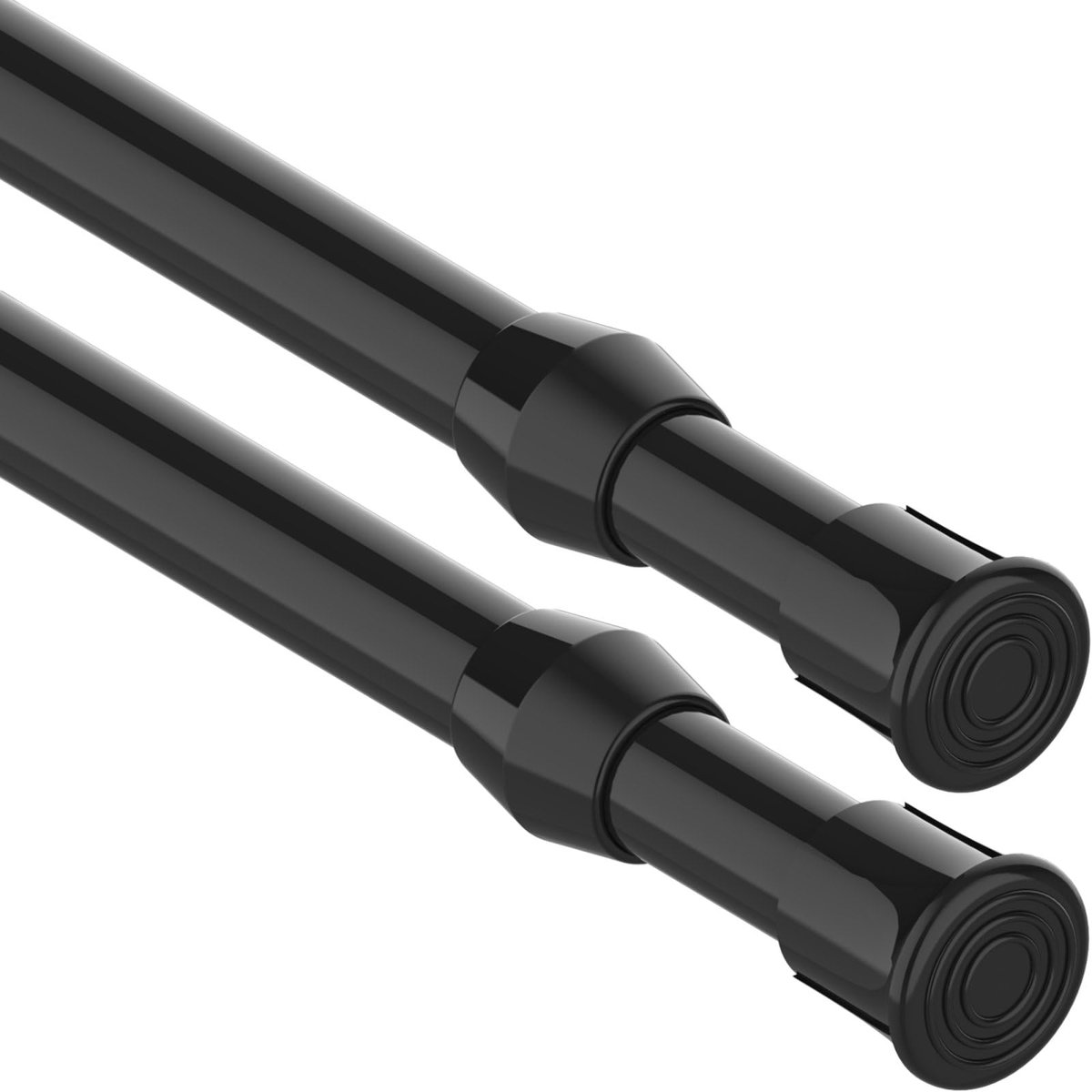 2-Delige telescopische klemstang, curtain rod no drill, uitschuifbare gordijnroede telescopische gordijnroede voor garderobe kast - zwart, 30-50CM(diameter 13mm)