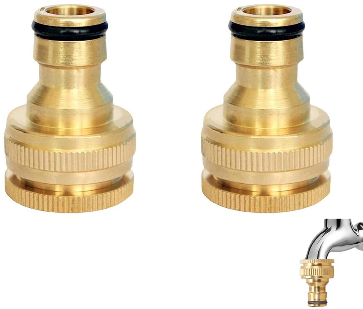 2-delige messing slangaansluiting voor 1/2 inch en 3/4 inch slangverbinder voor tuin waterkraan snelkoppeling tuinslang aansluiting