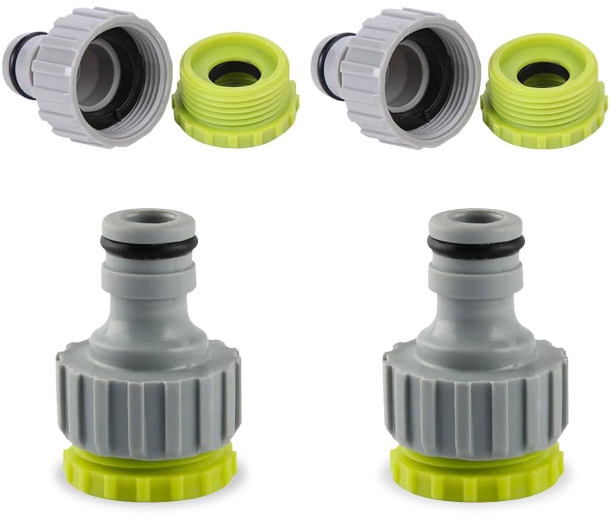 3 stuks kraanverbinders 1/2 inch 3/4 inch 2-in-1 kraanaansluiting voor waterkraan adapter kunststof tuinslang schroefdraad