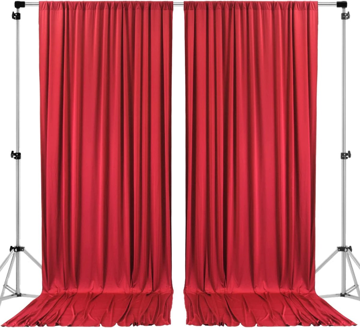 TRADING CO. IFR Gordijnen, achtergrond, polyester, panelen met roedezak, huwelijksceremonie, feest, thuis, ramen, decoratie, 3 x 3 m, rood