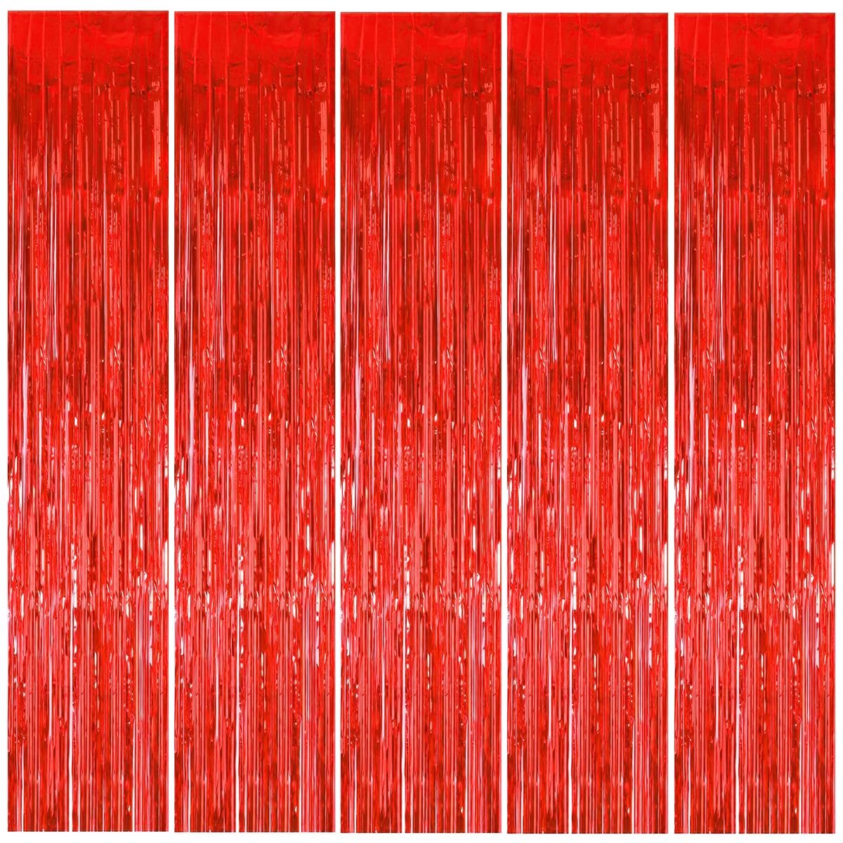 5 Stuks Lametta Gordijnen Rood Glitter,1 X 2 m Metallic Glittergordijnen,Glitter Tinsel Gordijn,Folie Franje Gordijn,Rode Franje Gordijnen Feestdecoraties Achtergrond,voor Feesten,Podiumdecoratie