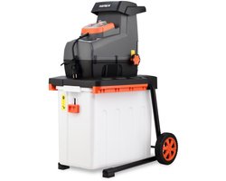 FUXTEC elektrische tuinversnipperaar FX-EGH2800B, rolversnipperaar 2800W met omkeerrotatie, geluidsarm 91,7dB(A), 44mm snijdikte, 60L opvangbak, overbelastingsbeveiliging en veiligheidsuitschakeling
